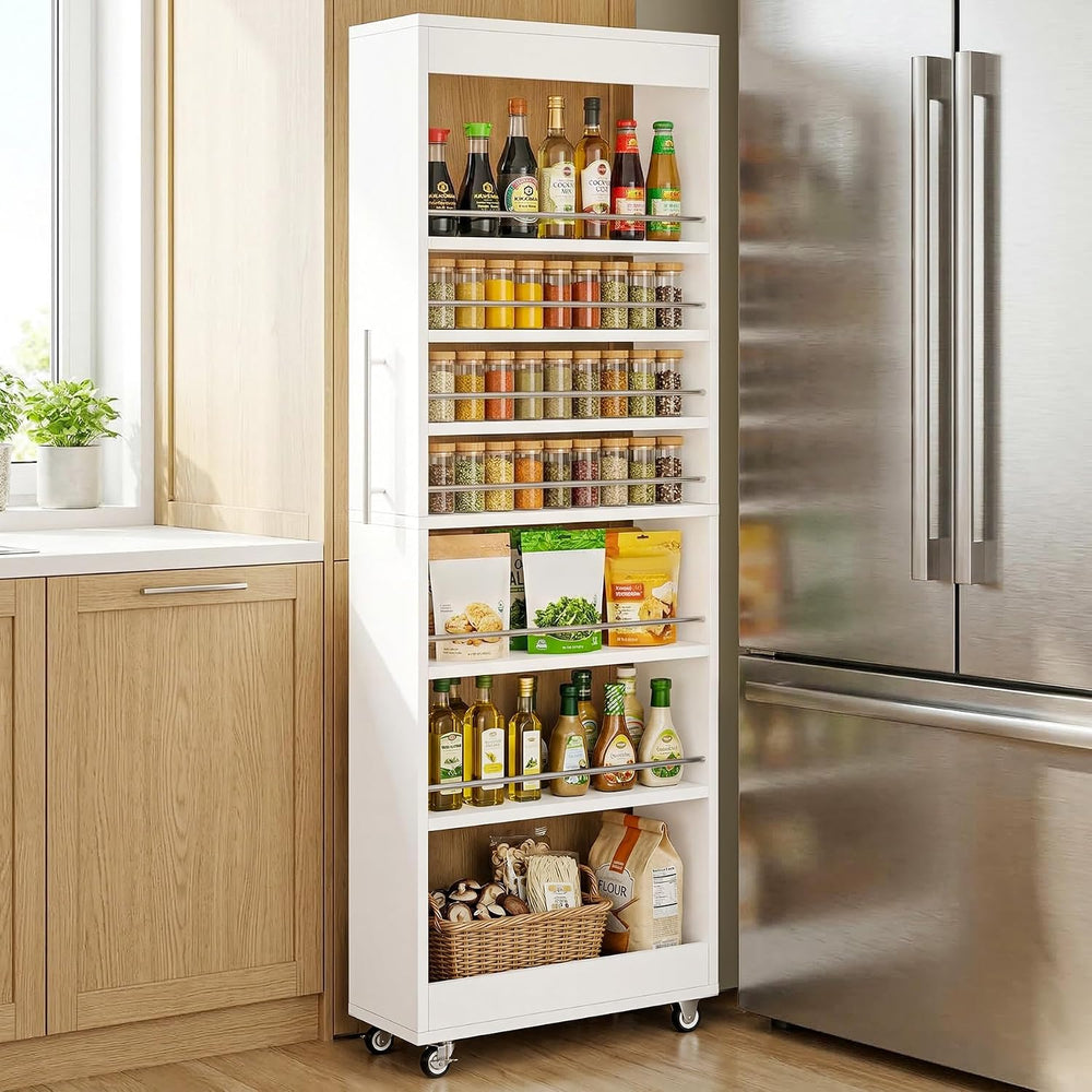 Tribesigns 73" Tall Slim Storage Cart on Rubber Wheels, 7-Tier Narrow Pa...