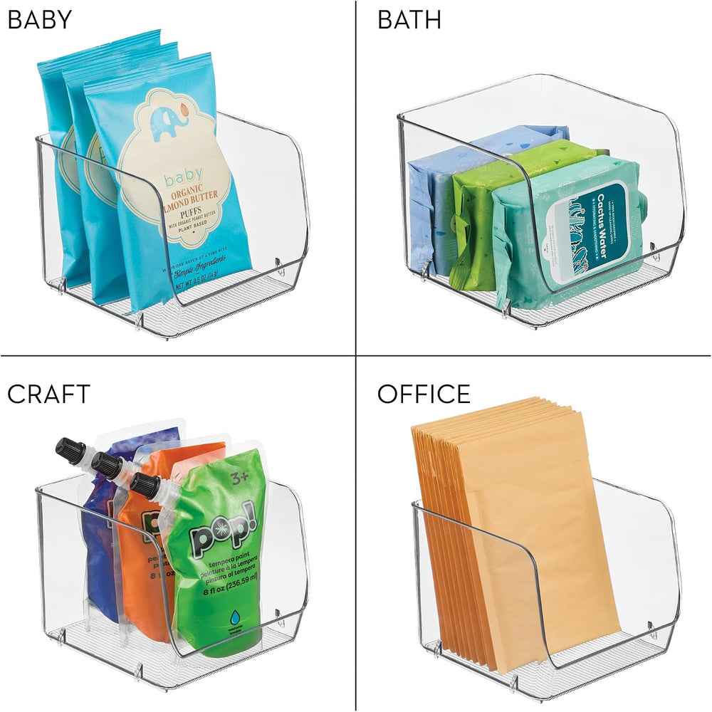 iDesign Stackable Open-Front Storage Bins, Set of 6, Clear