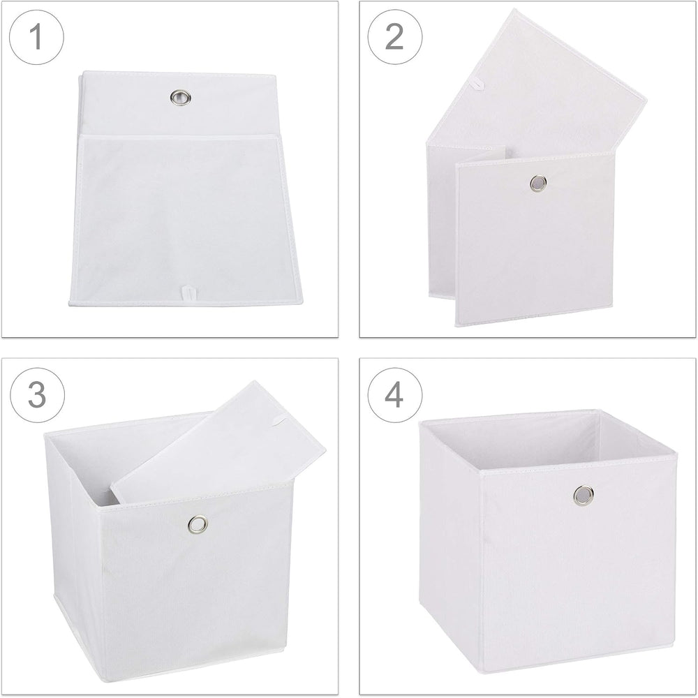 Relaxdays Box Set of 2, Shelf Storage Basket, Square Bins 30x30x30 cm, White,...