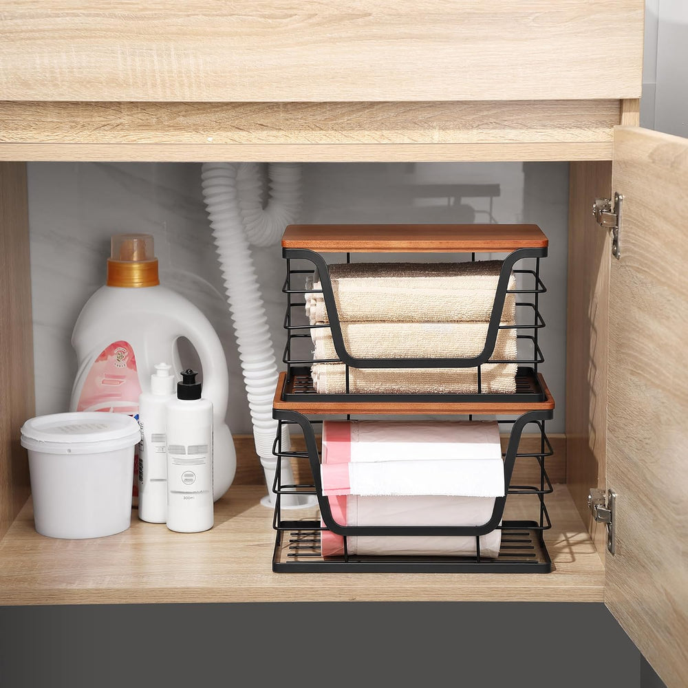 2 Pack Stackable Storage Bins with Lids, Stainless Steel Extra Large Trash Ba...