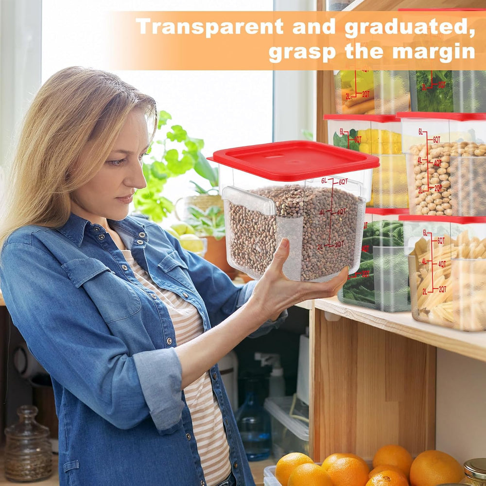 Ziliny 3 Sets 6 Qt Square Food Storage Containers with Lids Dough Proofing Bu...