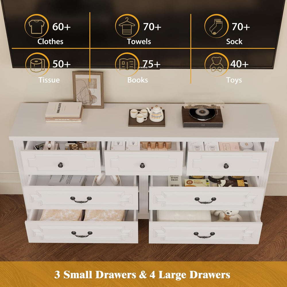 BOSHIRO 7 Drawer Dresser for Bedroom, 36" Tall Dresser & Chest of Dr...