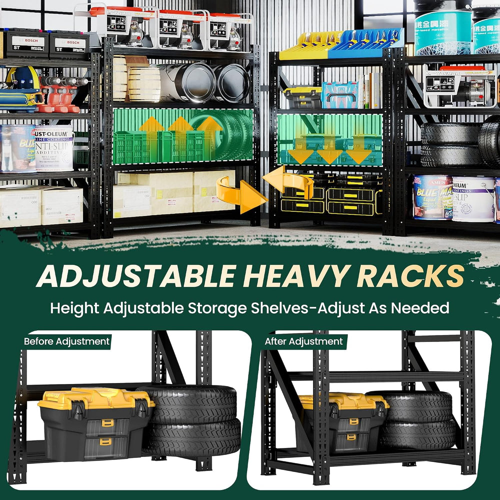 Heavy Duty Garage Storage Shelves 9000LBS Capacity, 75" Wide Metal Shelv...