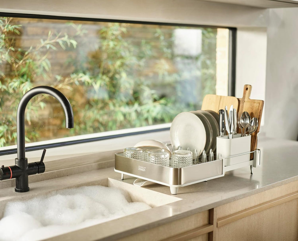 Joseph Joseph Extend Steel Expandable Dish Drying Rack with Removable Cutlery...