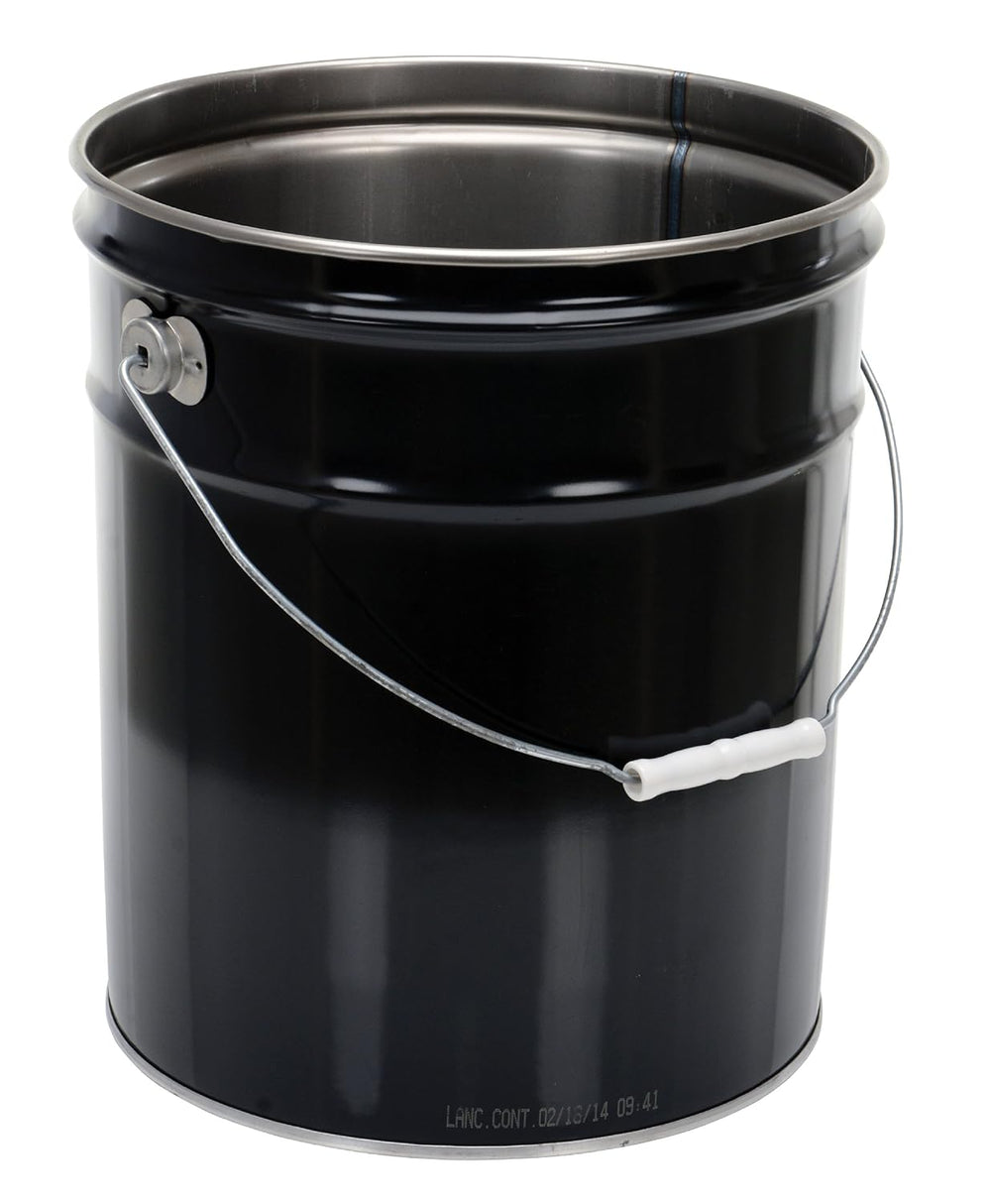 Vestil Pail-STL-RI Steel Open Head Pail with Handle, 5 Gallon Capacity, Black...