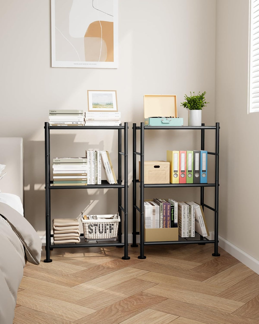 Sakugi 2-Pack Storage Shelves - 3-Tier Metal Wire Shelf Organizer, Slim Shelf...