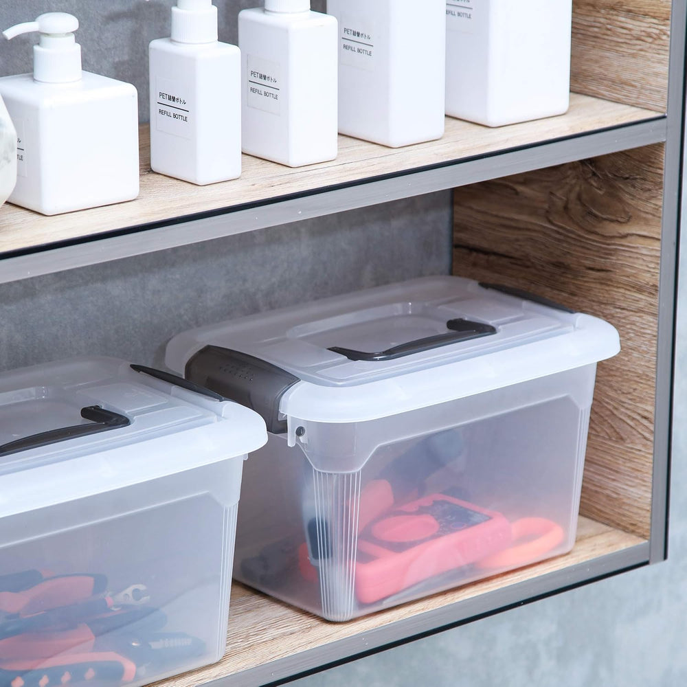 Citylife 6 Packs 6 QT Storage Bins with Lids Clear Plastic Bins with Grey Han...