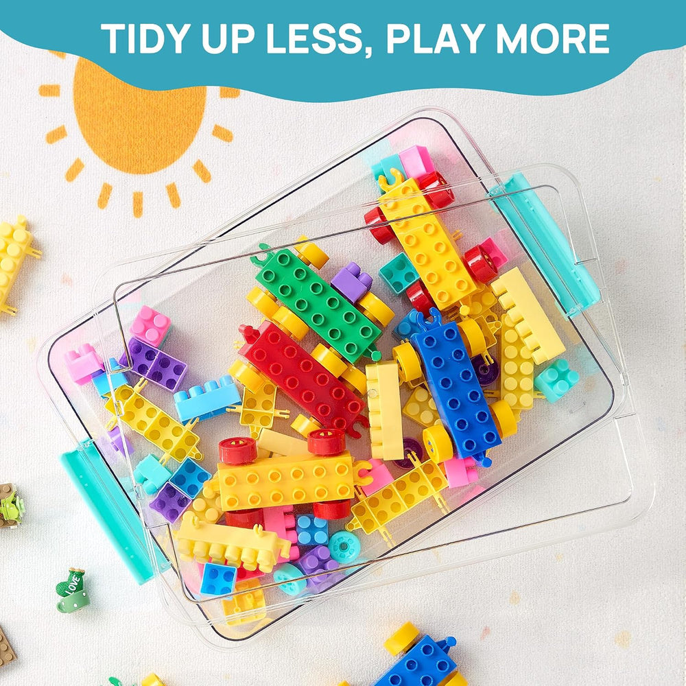 Vtopmart 8 Pack 6 Qt Plastic Storage Bins with Lids, Clear Sensory Bins
