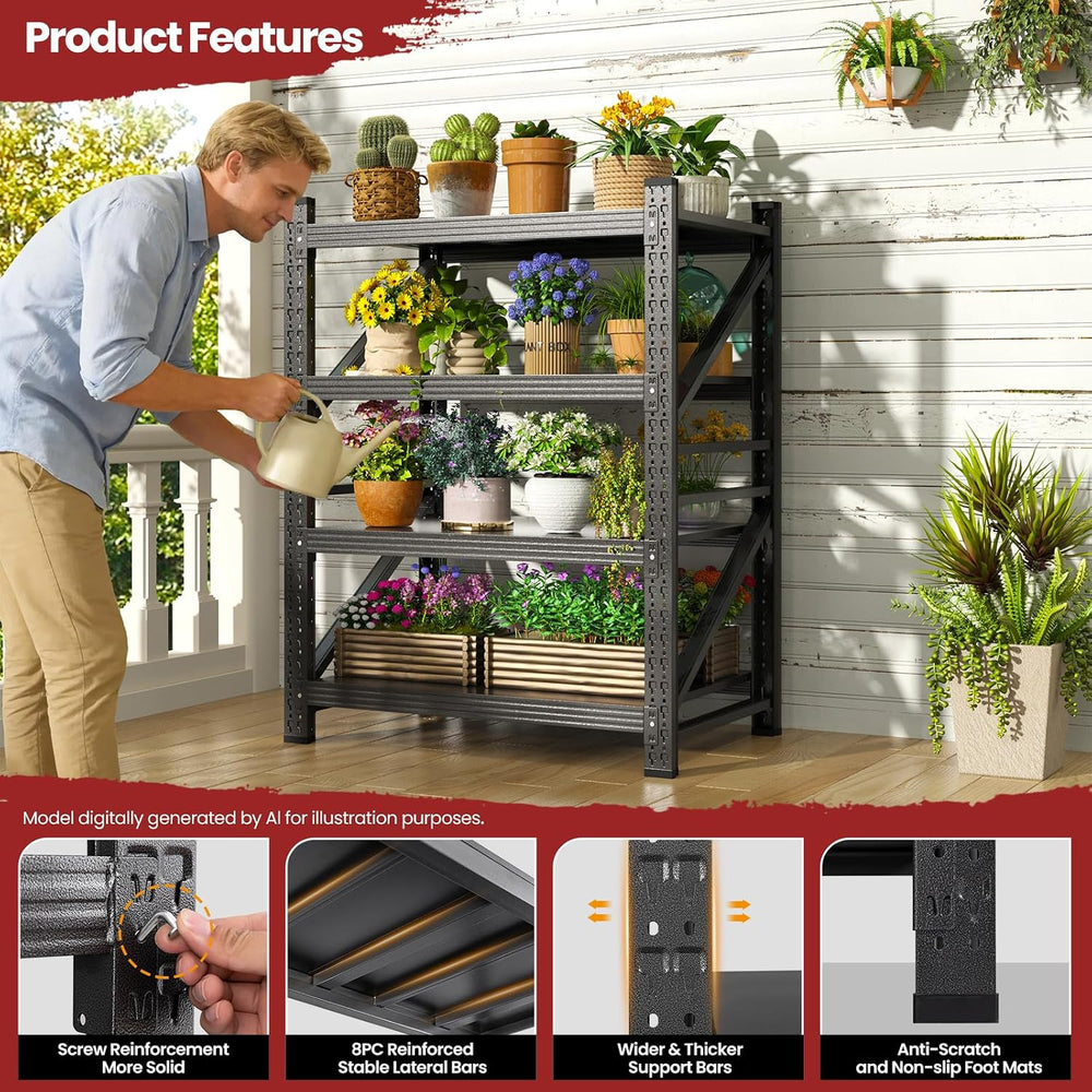 40" Wide Storage Shelves, 2000LBS Garage Shelving Heavy Duty, Standing S...
