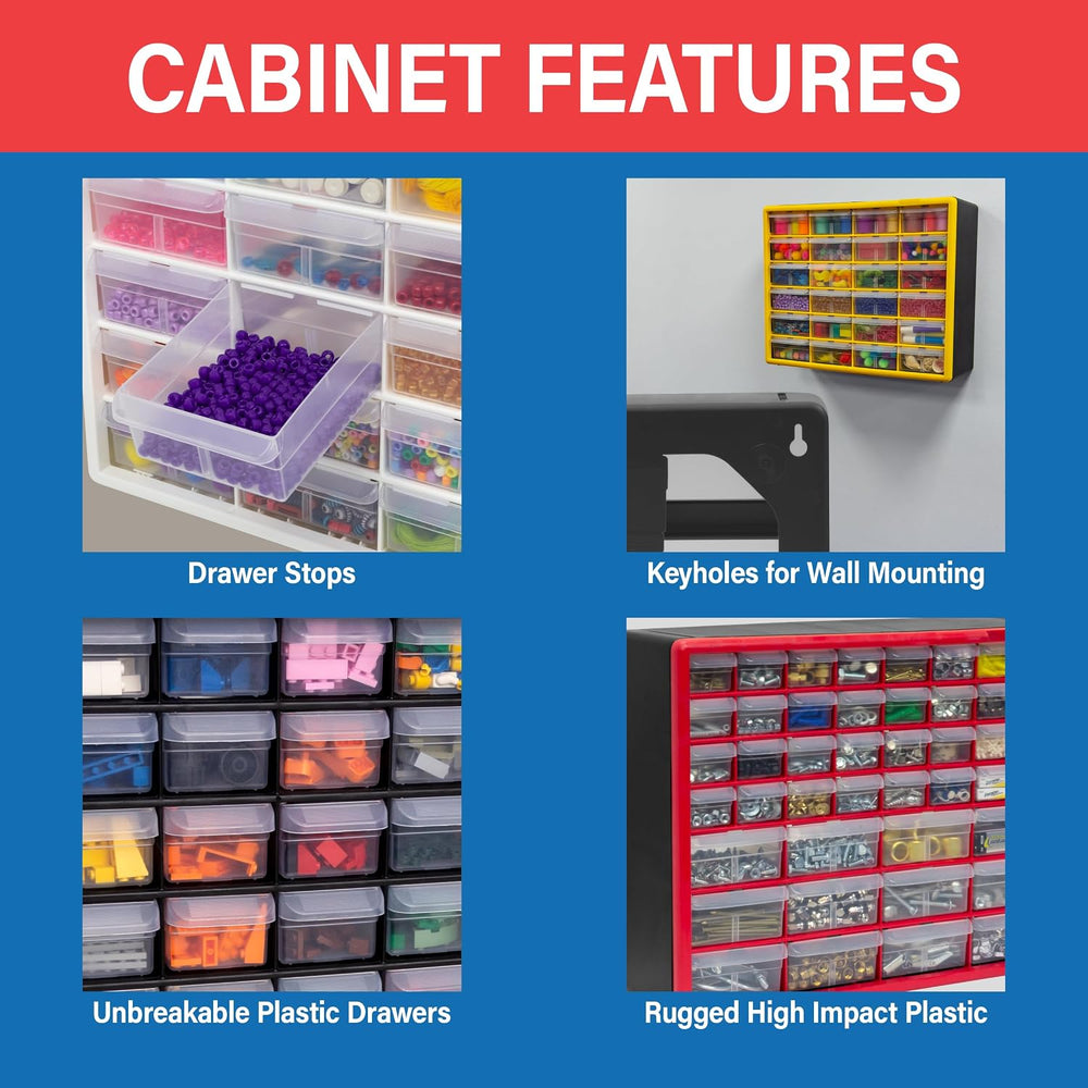 Akro-Mils 26-Drawer Plastic Storage Cabinet, 20"W x 6"D x 10"H...