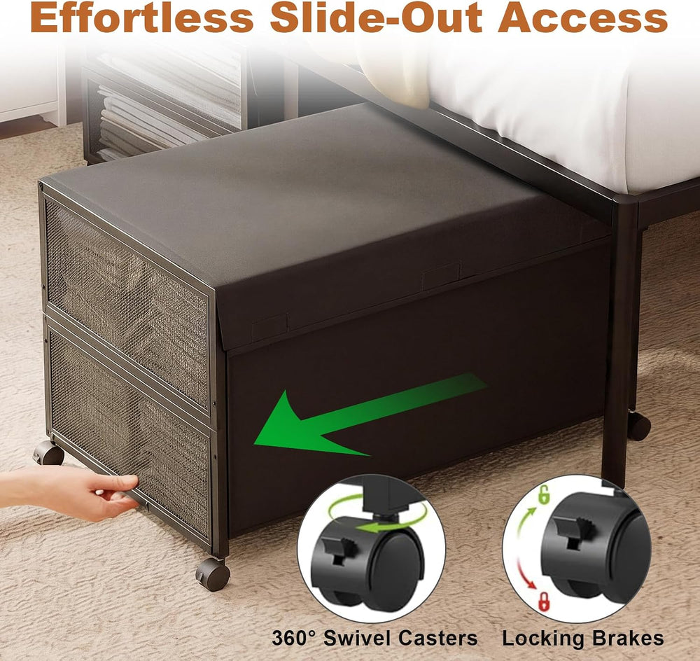 Fokyfok 2Pack Under Bed Storage Containers,16 inch Height,31 inch Long