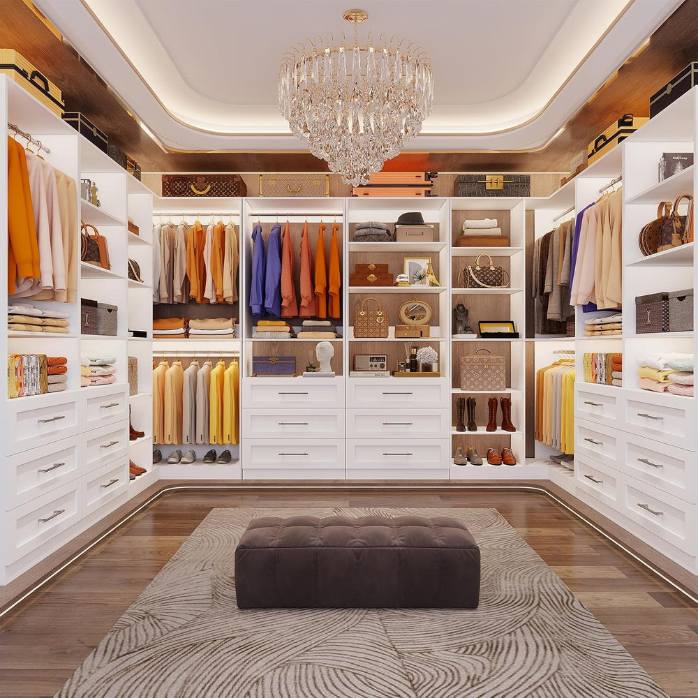 Closet System with 4 Sets, 8.5FT-21.5FT Corner Closet Organizer System with 9...