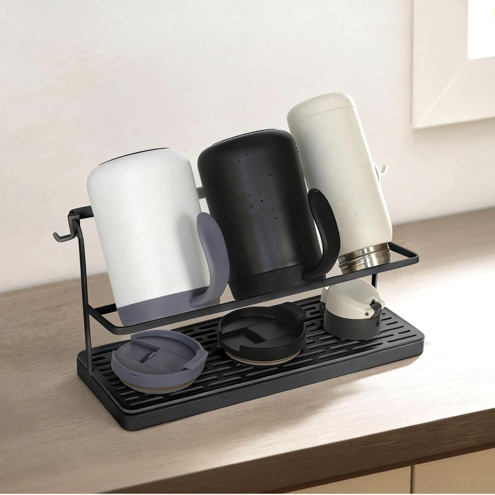 2-Tier Water Bottle Drying Rack for Countertop - Large Carbon Steel Cup Mug O...