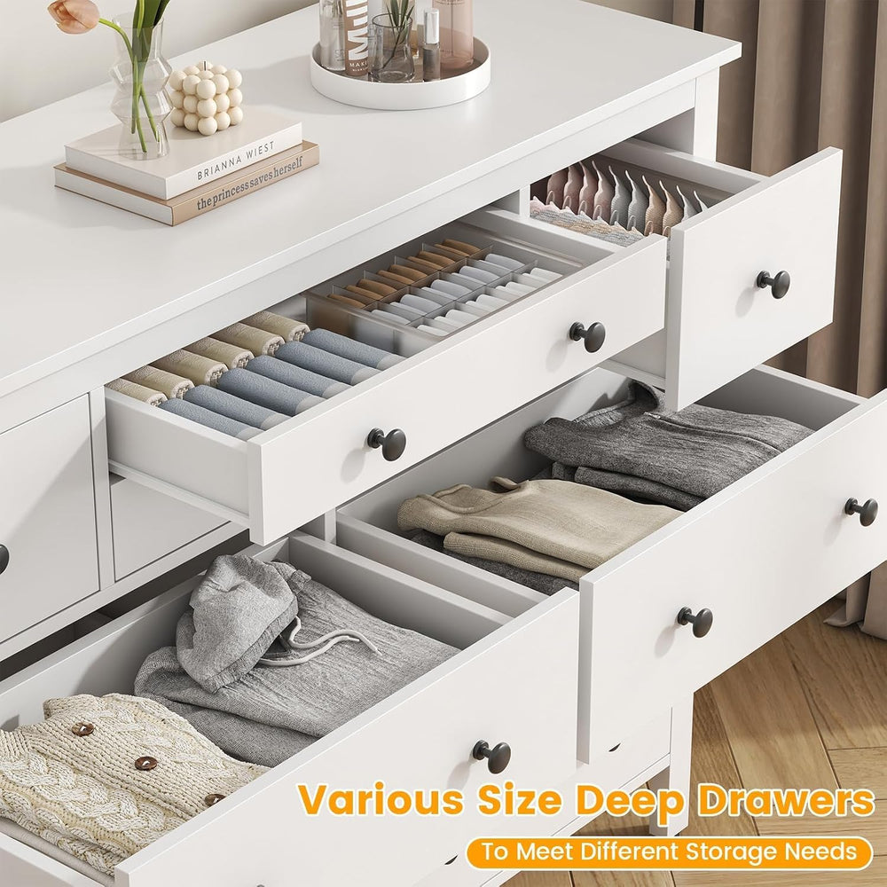 Loomie Upgraded 47.2" Long White 10-Drawer Dresser for Bedroom