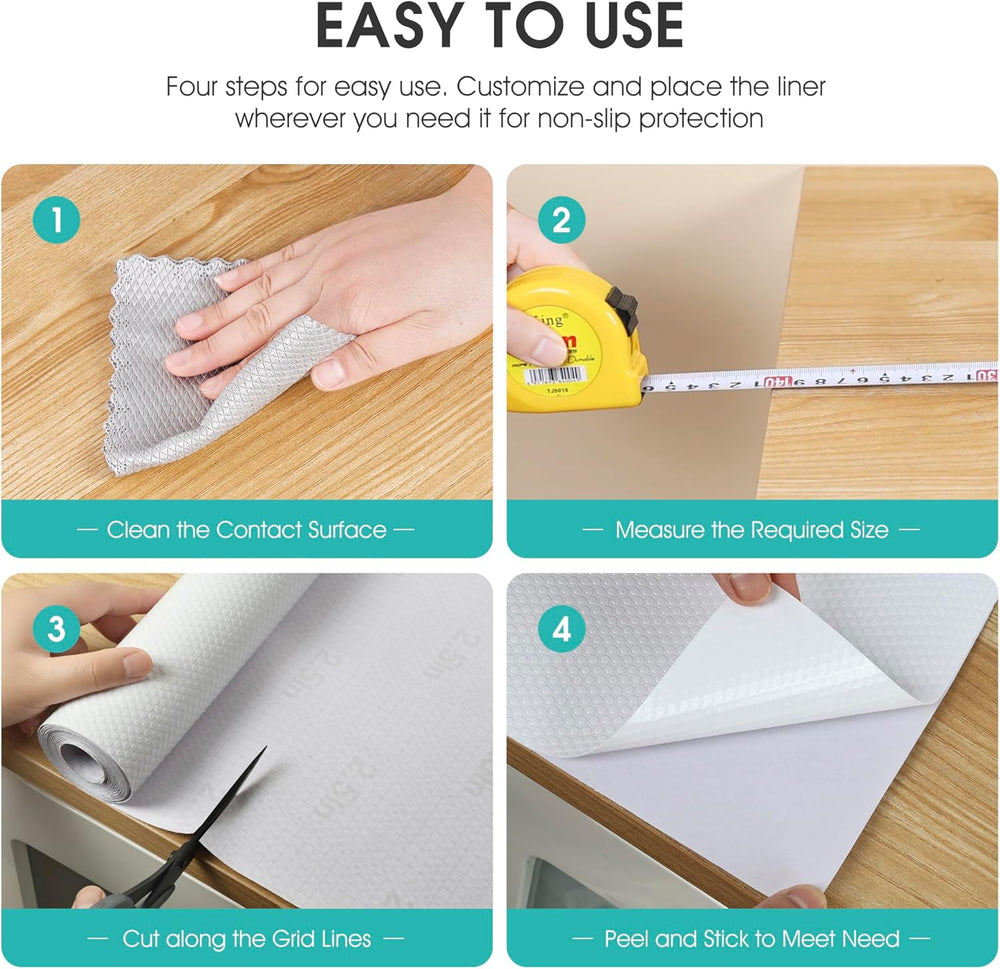 Self-Adhesive Large Cabinet Shelf Liner: Non-Slip Removable 24" W x 290&...