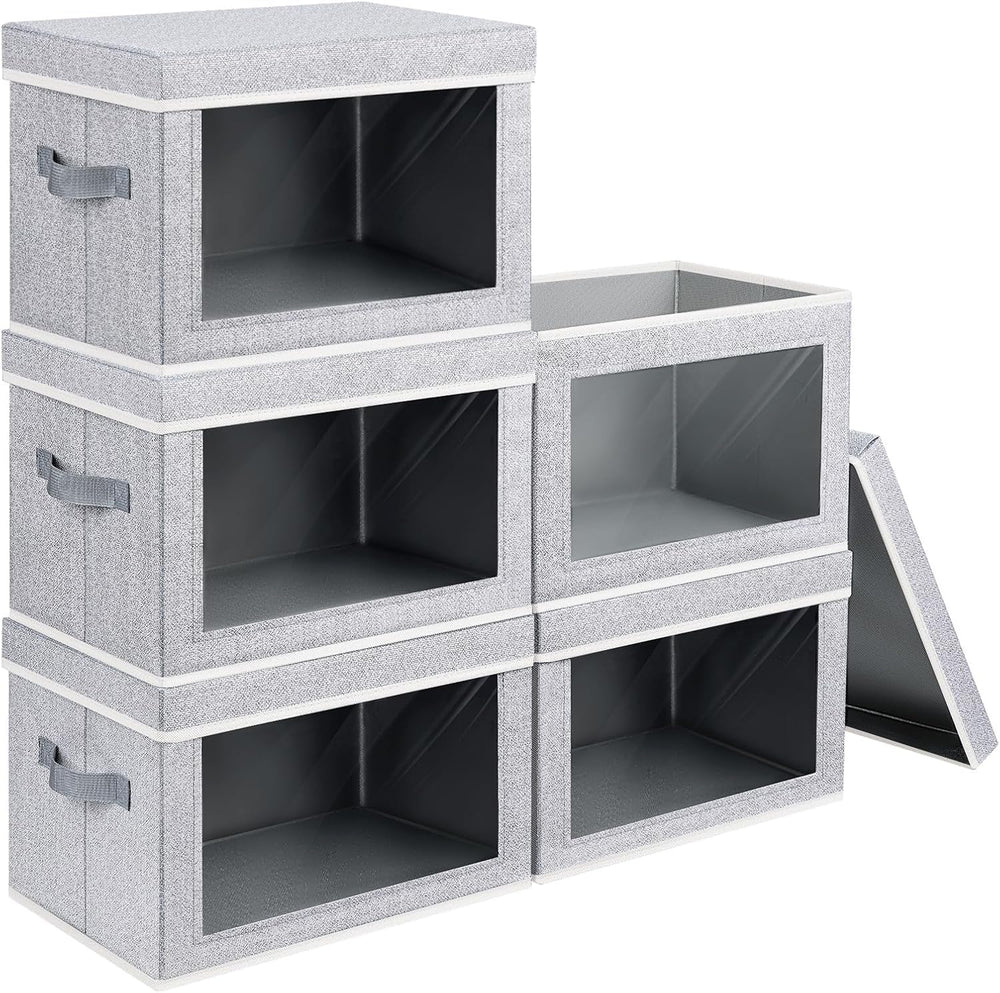 Homsorout Stackable Storage Bins with Lids - Large Decorative Basket with Lid...