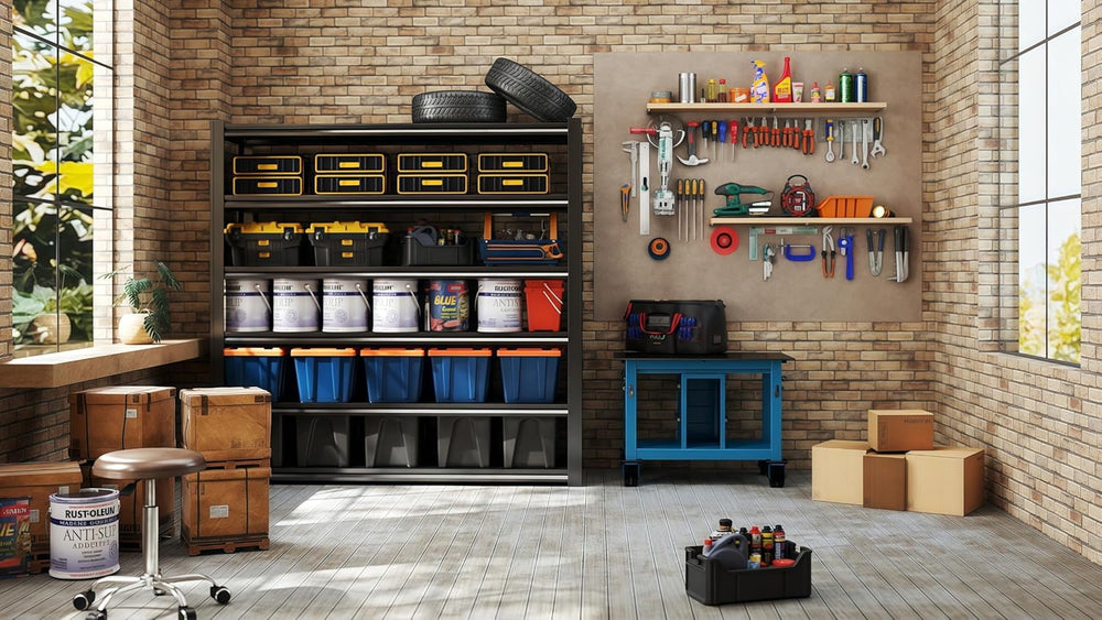 5-Tier Heavy Duty Garage Shelving, 5,000 lbs Capacity Adjustable Metal Storag...