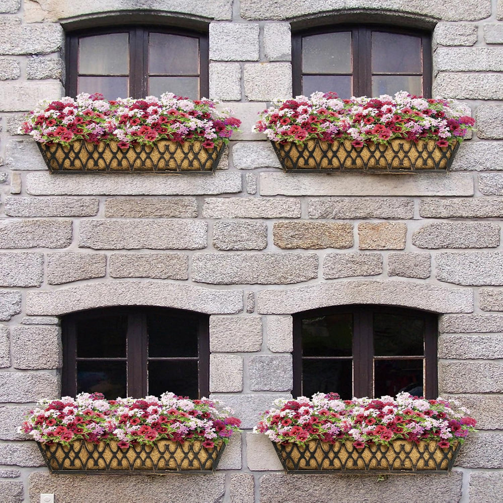 4 Pack 24 Inch Window Boxes Planters Railing Planter Box with Adjustable Brac...