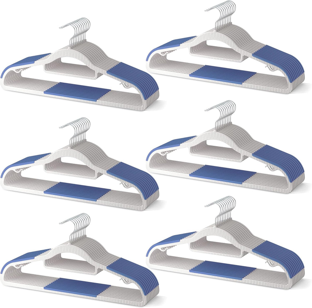 60 Pack Heavy Duty Plastic Hangers, Non Slip Clothes Hangers with Rubber Pads...