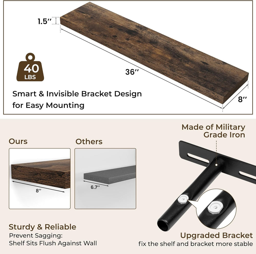 RICHFOCUS 36Inch Floating Shelves for Wall 2 Pack Shelves for Bedroom|Kitchen...