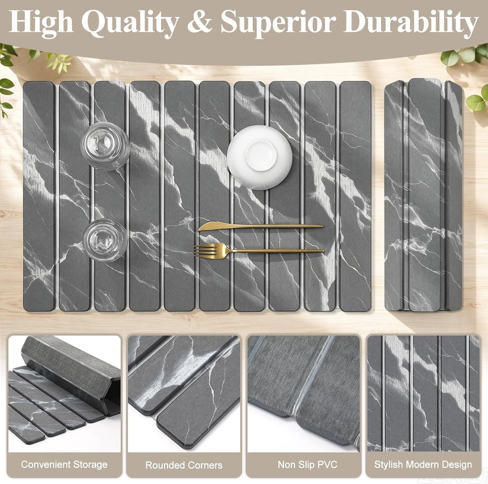 Large Stone Dish Drying Mat for Kitchen Counter (White Ink 24"x16" ...