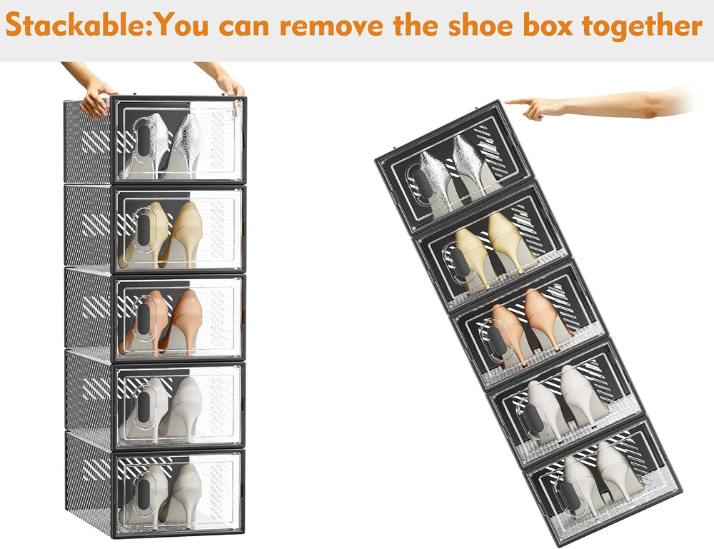 SIMPDIY Clear Shoe Storage Boxes, Stackable Shoe Organizer for Closet