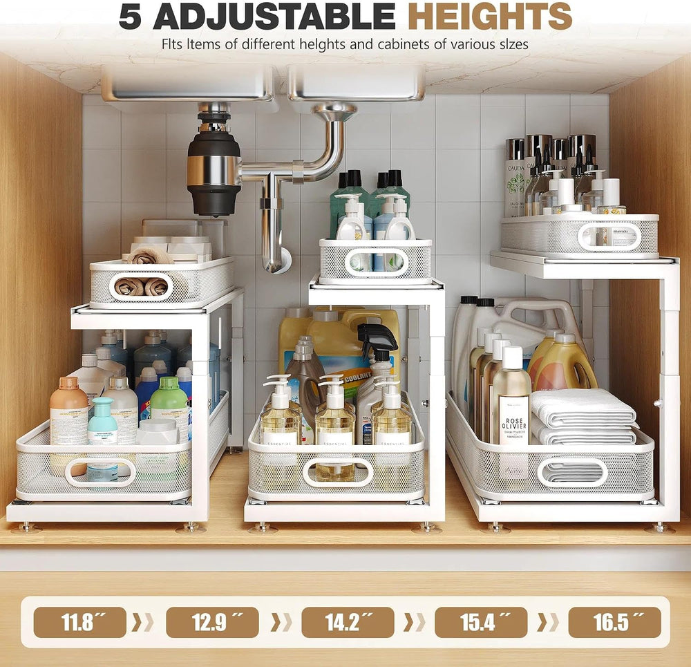 2-Pack 21.3 IN Depth Under Sink Organizer With Next-Gen Ball-Bearing Slides,S...
