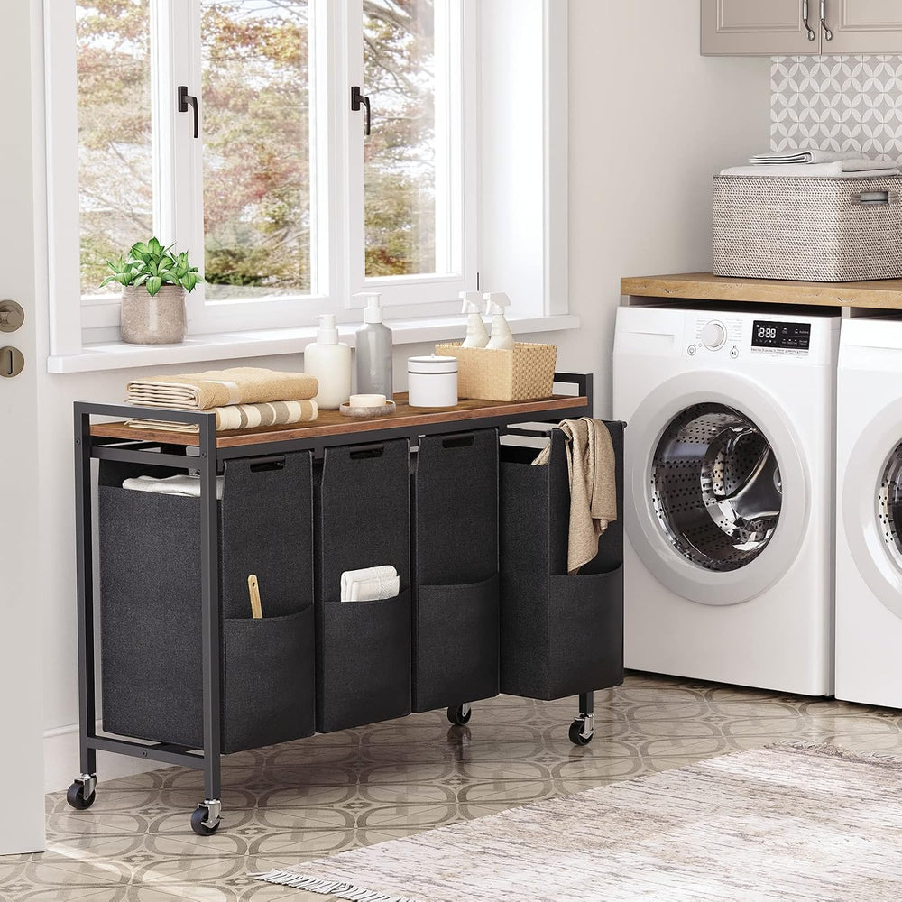 HOOBRO Laundry Sorter 4 Sections, Laundry Hamper with Wheels, 4 × 10.5 Gal (4...