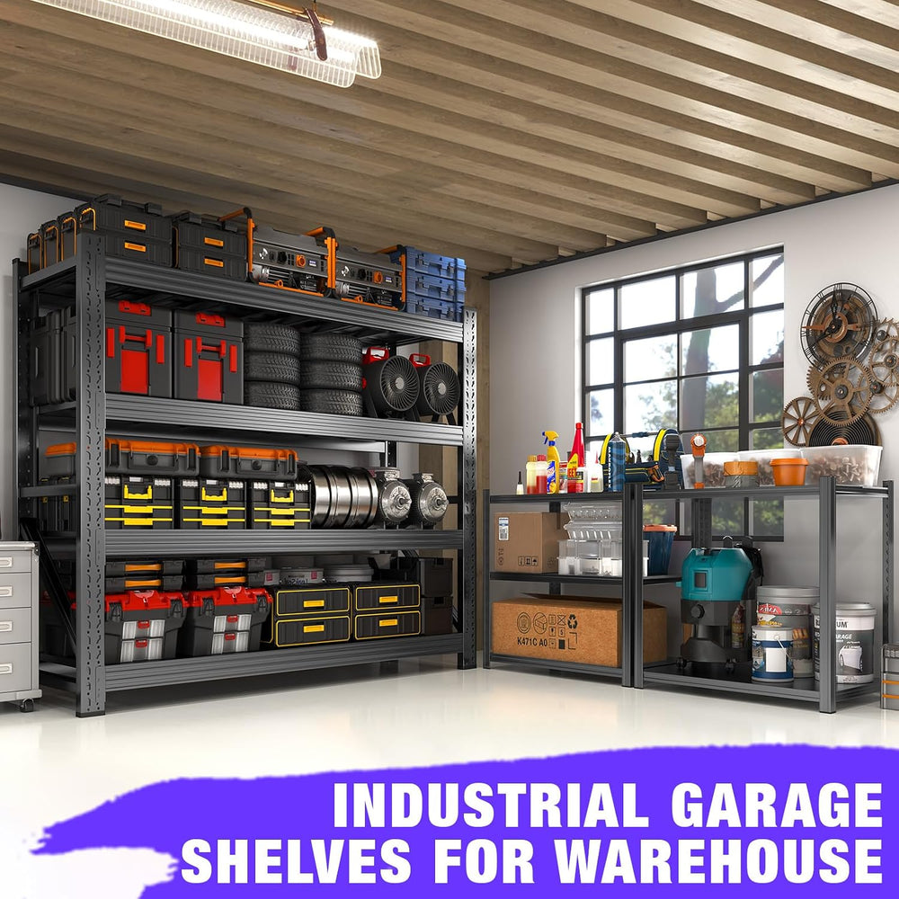 Metal Garage Shelving Unit, Heavy Duty 4-Tier Adjustable Wire Storage Rack, 6...