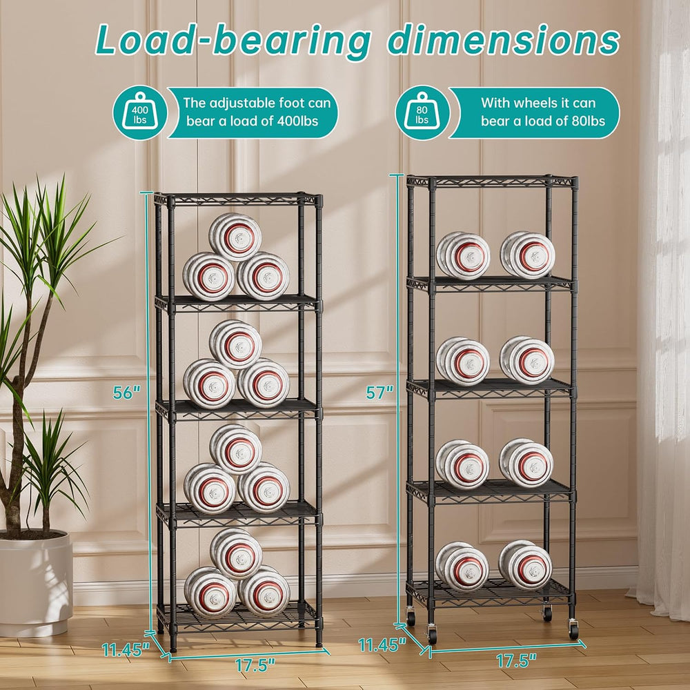 SINGAYE Small 5 Tier Shelves Wire Storage Shelving Adjustable Metal Shelf