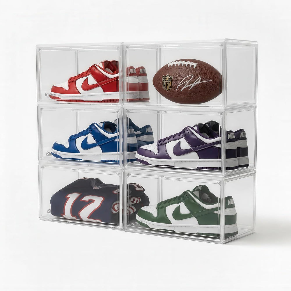 Kicks&Co 6 Pack XL Clear Shoe Storage Boxes with Magnetic Door | Stackabl...
