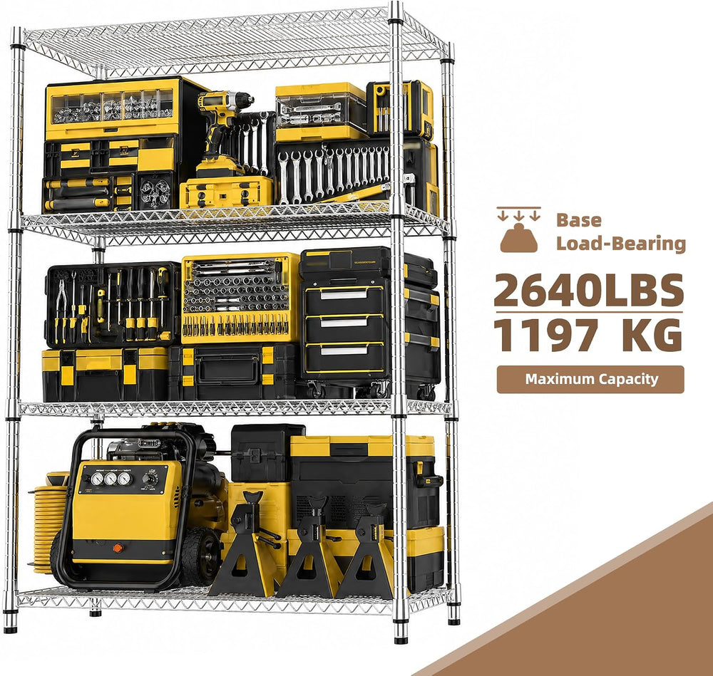 M MZG 4-Shelf Heavy Duty Garage Shelving Wire Adjustable Storage Rack for Kit...