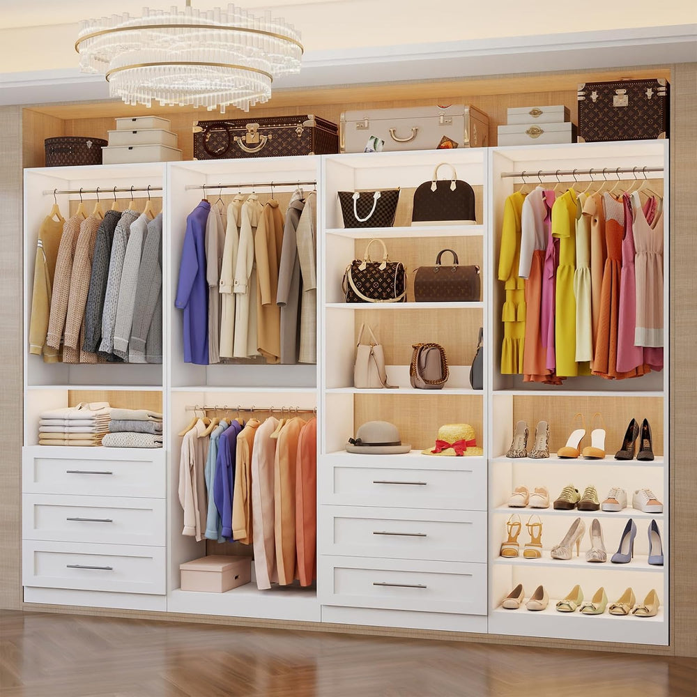 Closet System with 4 Sets, 8–21 FT Closet System with 6 Drawers, 9 Shelves &a...