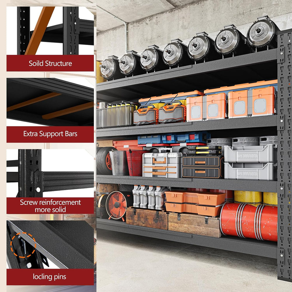 RAVIGIN 8000LBS Storage Shelves, 68" W Garage Shelving Heavy Duty Metal ...