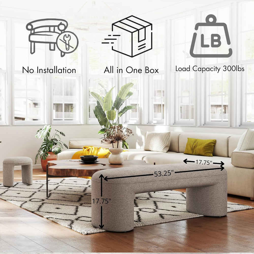 Hyfirm 3-Piece Upholstered Ottoman Bench Set, 53" Waterfall End of Bed B...