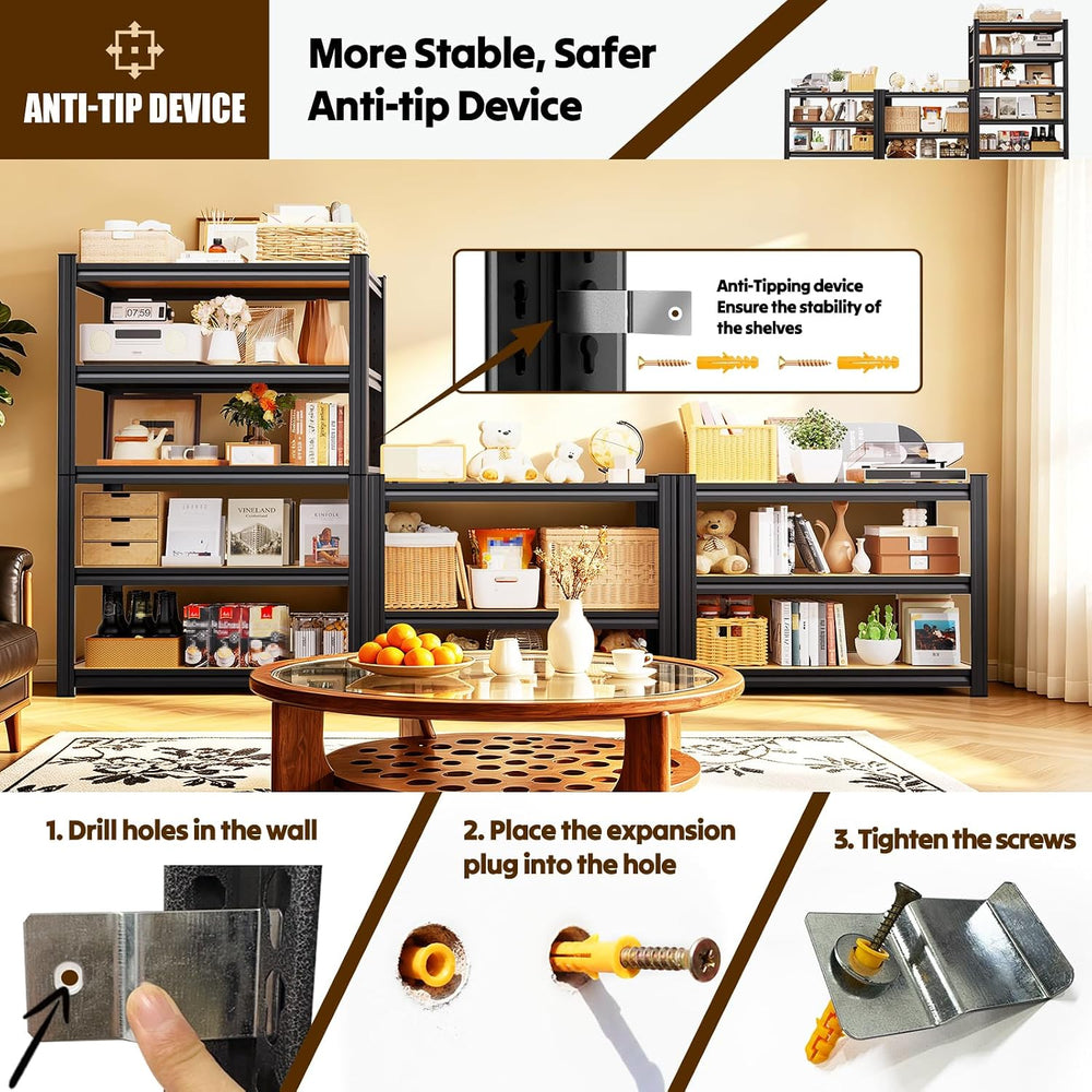 Storage Shelves 5 Tier Garage Shelving Adjustable Shelf 71"Hx31.5"W...