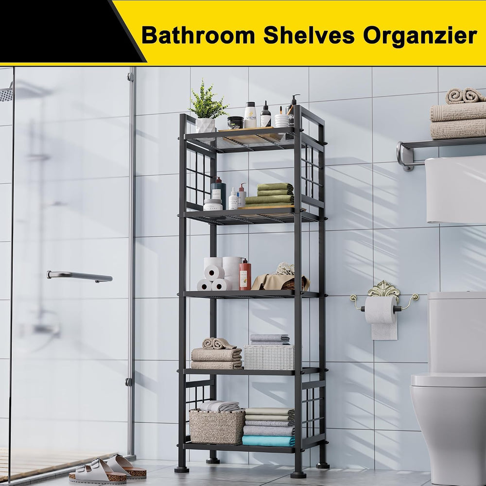 GIOTORENT 5-Wire Standing Book Shelf & Bookcase, Metal Storage Shelving U...