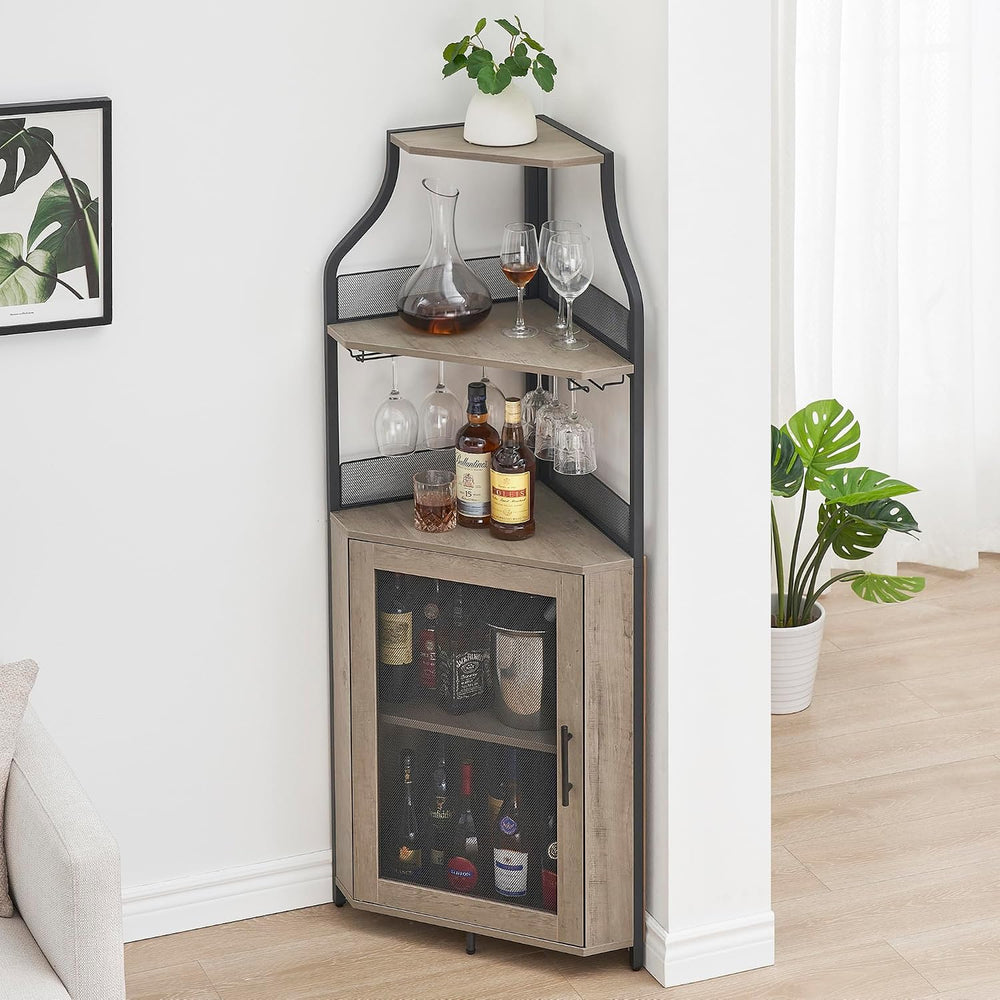 IDEALHOUSE 61'' Tall Corner Wine Bar Cabinet with Adjustable Shelves,...