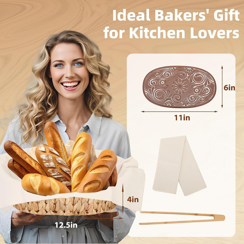 Bread Warmer Basket with Stone, Bread Baskets for Serving Tortilla