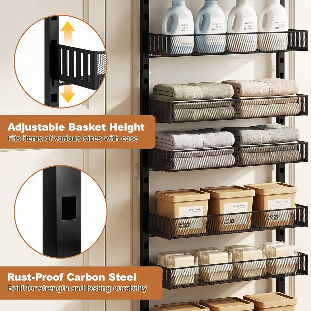 Over the Door Pantry Organizer, 8-Tier Heavy-Duty Door Spice Rack with Mesh B...