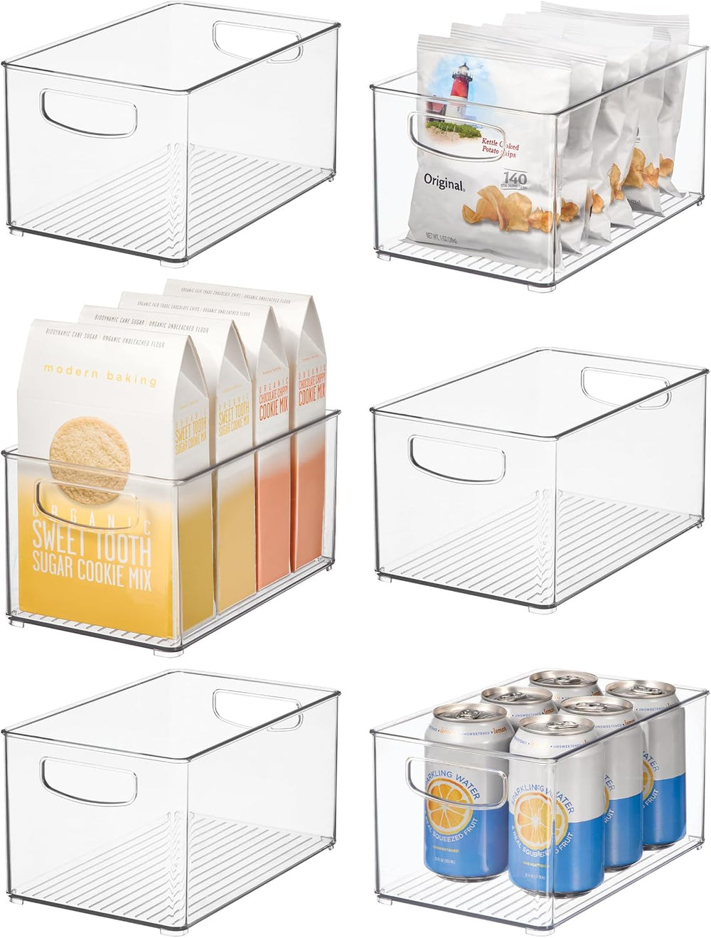 iDesign Stackable Clear Plastic Bin, 6-Pack