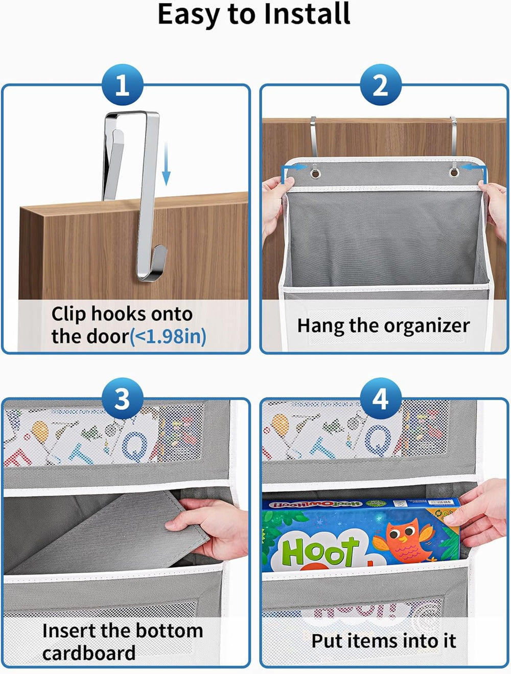 JARLINK Over the Door Organizer for Pantry, Bathroom, 5 Shelf Grey, 2 Pack