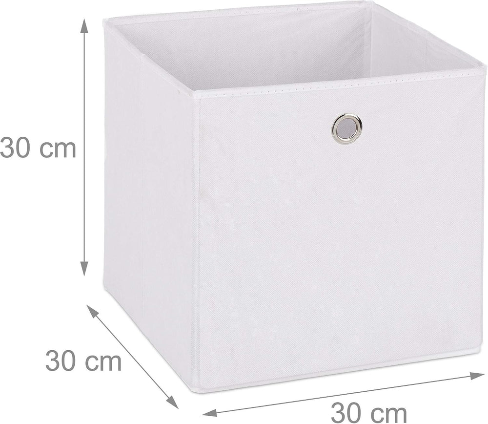 Relaxdays Box Set of 2, Shelf Storage Basket, Square Bins 30x30x30 cm, White,...
