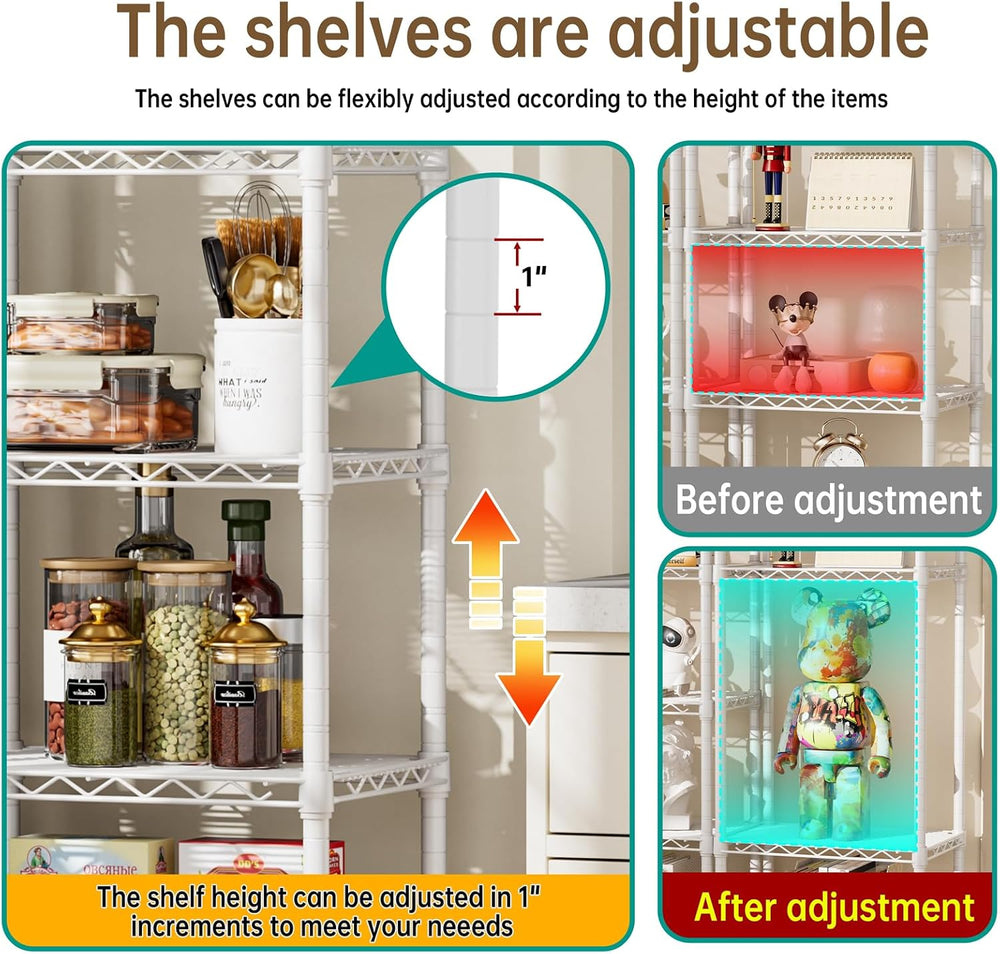 Golpart 6Tier Adjustable Storage Shelves Metal Wire Shelving Standing Shelf