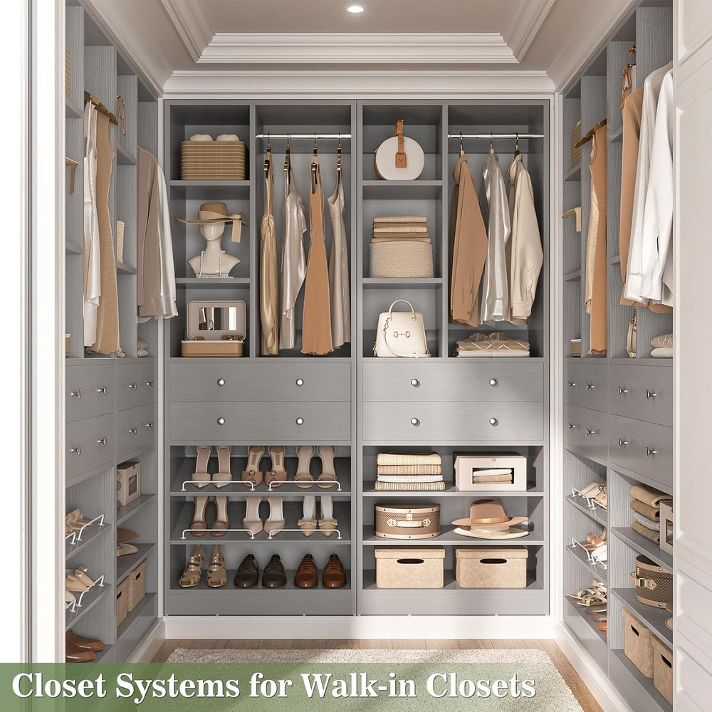 Besiost Closet System, 112"/9.3 FT Closet Organizer System with 8 Drawer...