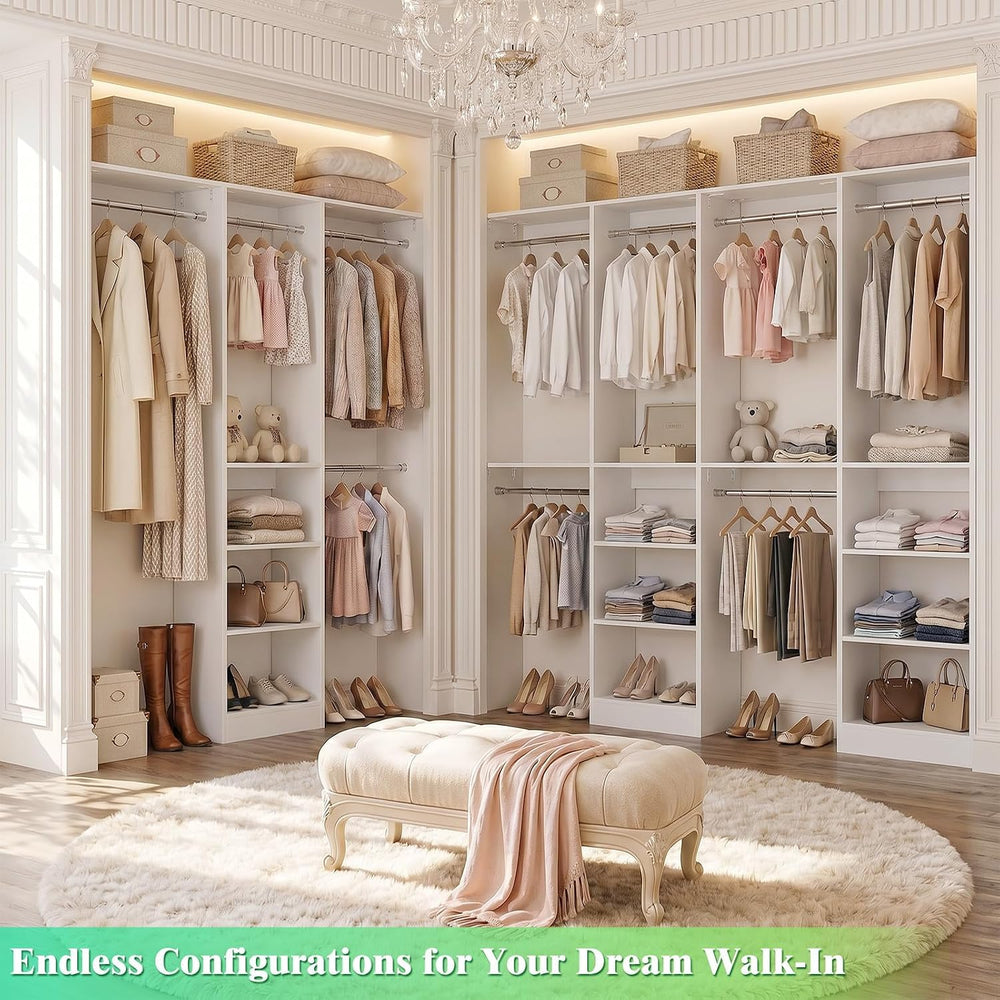Besiost 4FT Small Closet Organizer System with 4 Hanging Rods & 3 Shelves