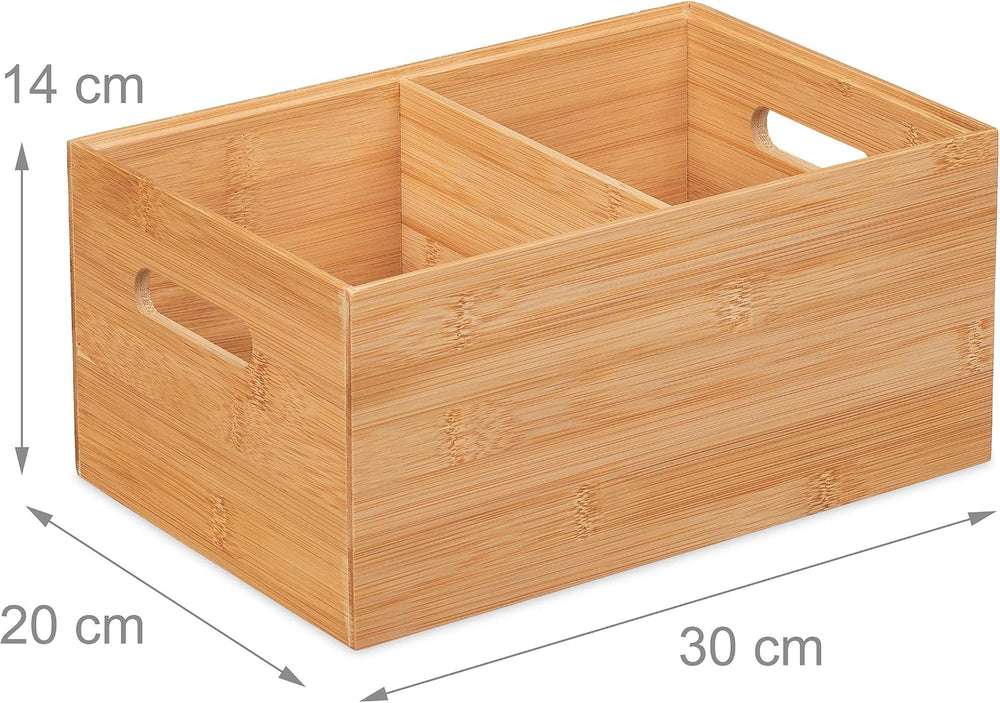 Relaxdays Storage Box, 2 Compartments, Stackable, Handles, H x W x D: 14 x 30...