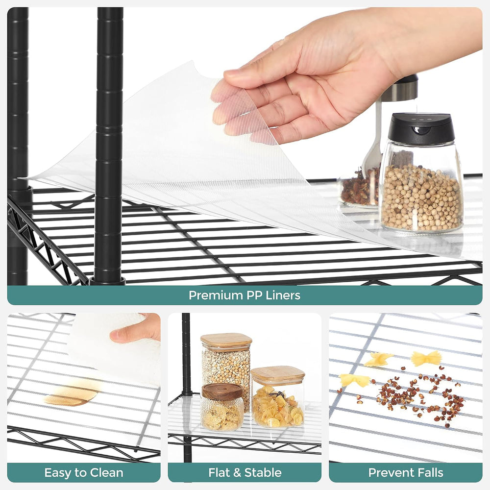 SONGMICS 7-Tier Storage Shelves, Adjustable Wire Shelving Unit, 8 Hooks
