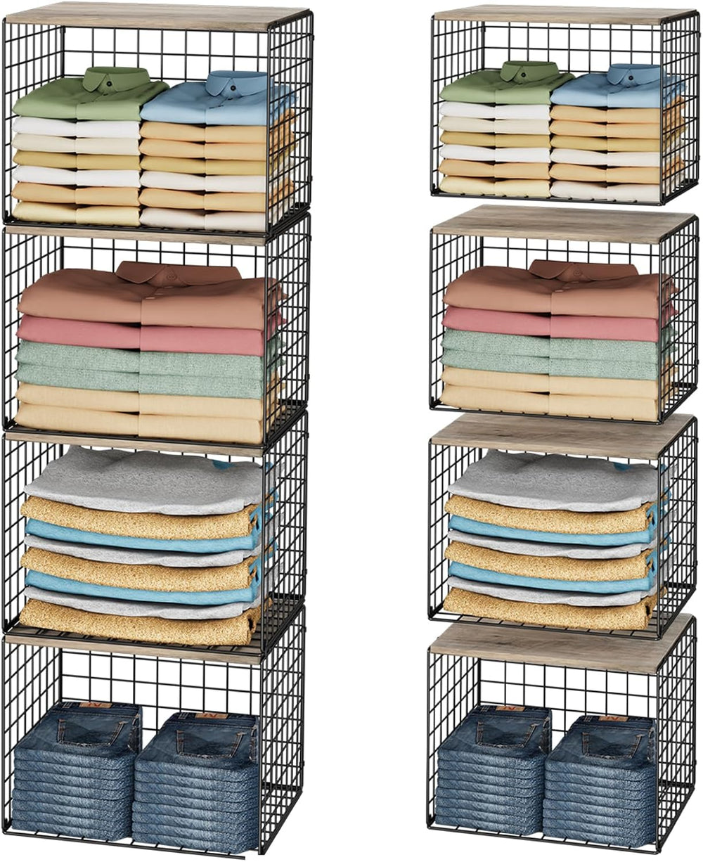 4PCS Wider Closet Organizers and Storage, Stackable Closet Shelf Organizer St...