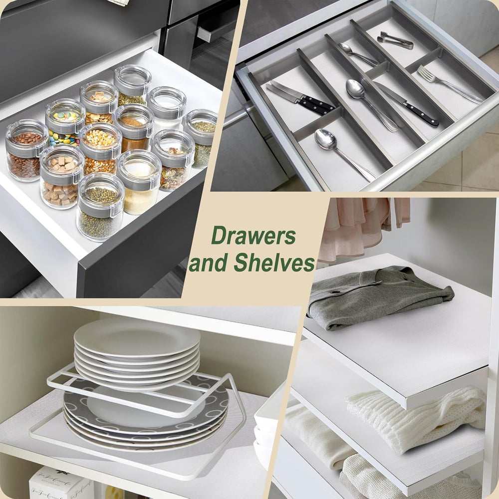 Practical White Non-Slip Shelf Liners for Kitchen Cabinets 23.6in x 20FT